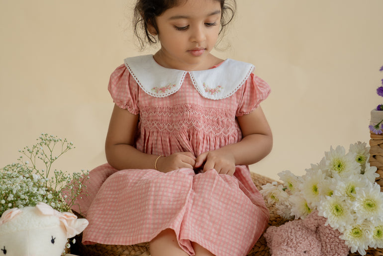 RUMI PINK SMOCKED FROCK