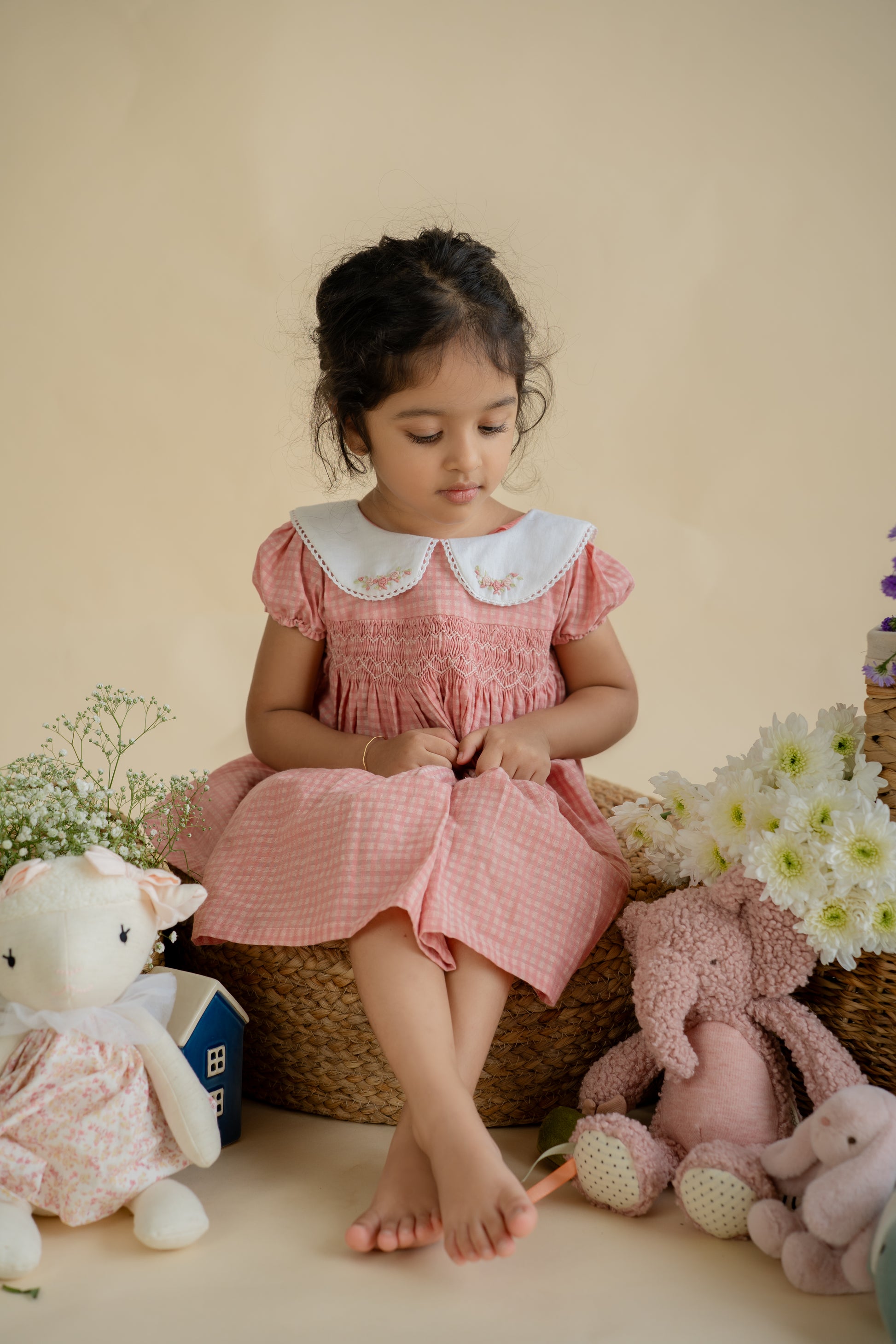 RUMI PINK SMOCKED FROCK