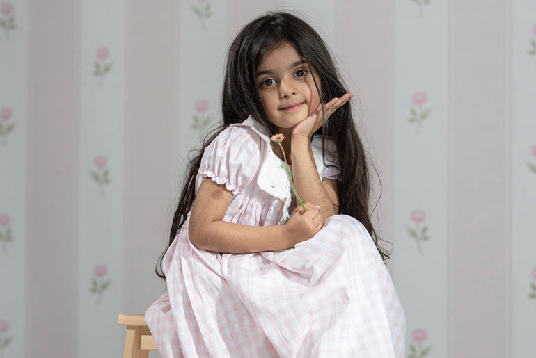 NORA FLORAL CHECK FROCK