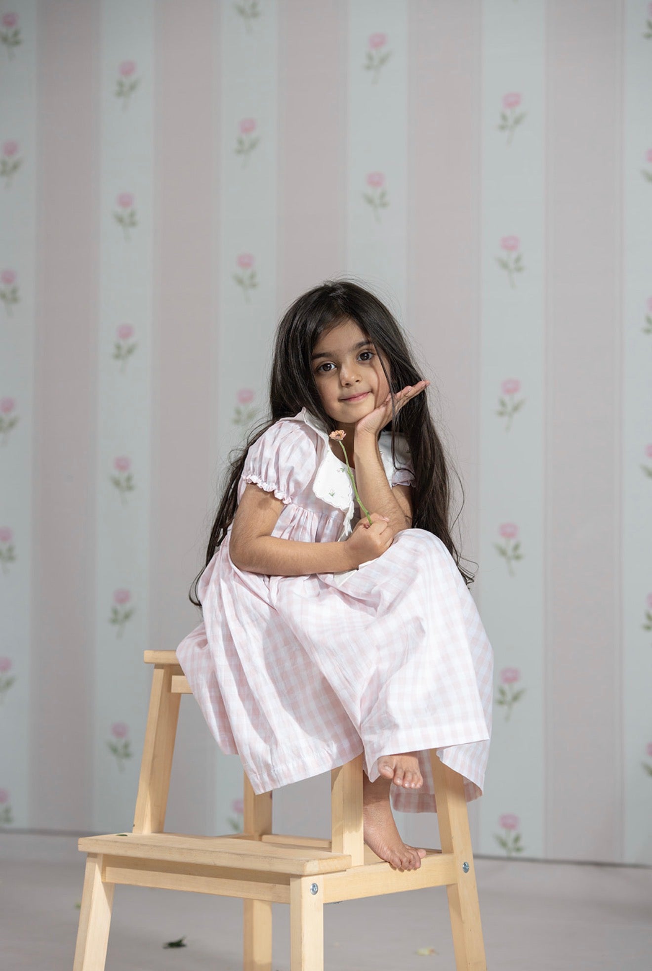 NORA FLORAL CHECK FROCK