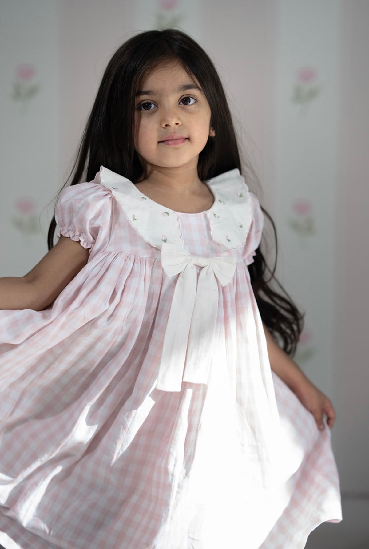 NORA FLORAL CHECK FROCK