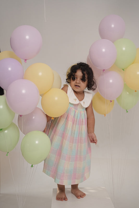 CLEO RAINBOW CHECKS FROCK