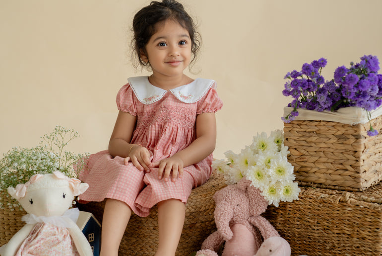 RUMI PINK SMOCKED FROCK