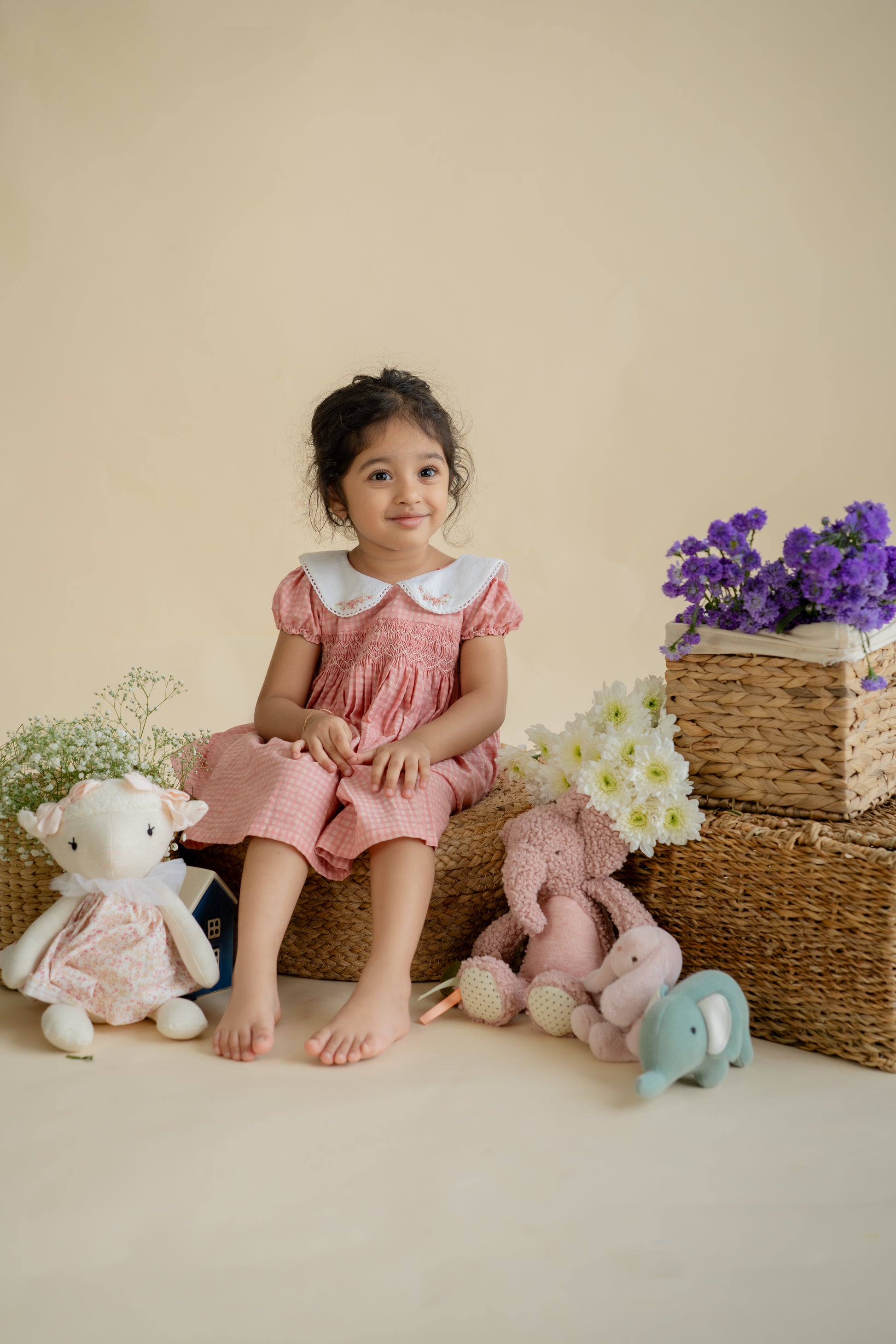 RUMI PINK SMOCKED FROCK