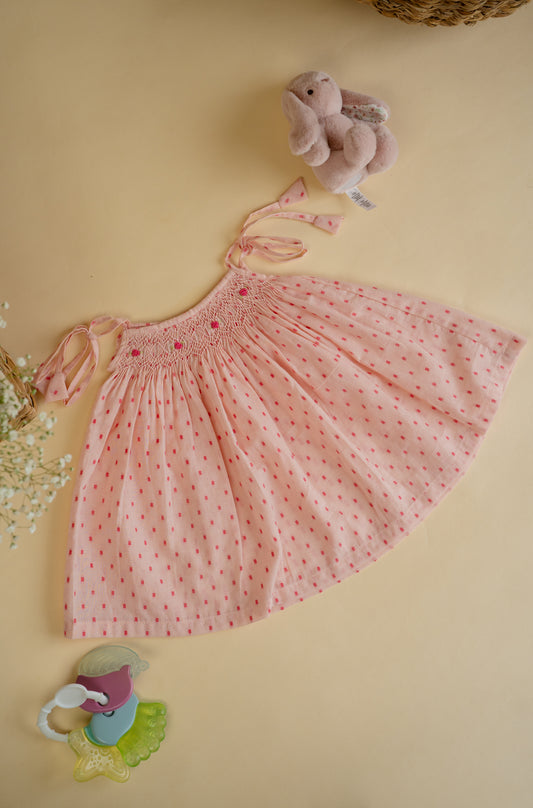 BLUSH ROSETTE SMOCKED FROCK