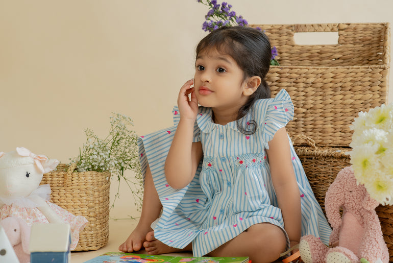 BUBBLEGUM BLUSH STRIPES FROCK