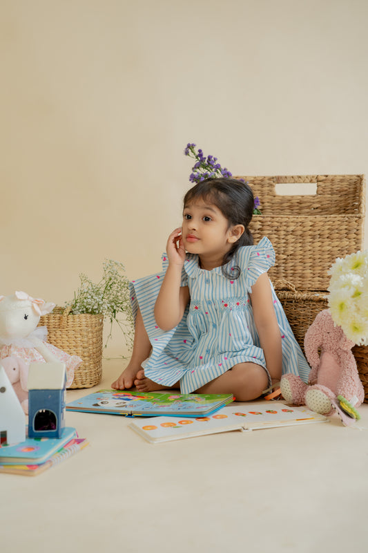 BUBBLEGUM BLUSH STRIPES FROCK