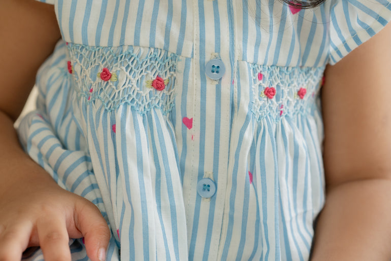 BUBBLEGUM BLUSH STRIPES FROCK