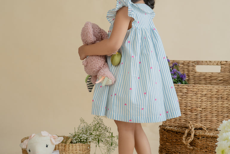 BUBBLEGUM BLUSH STRIPES FROCK