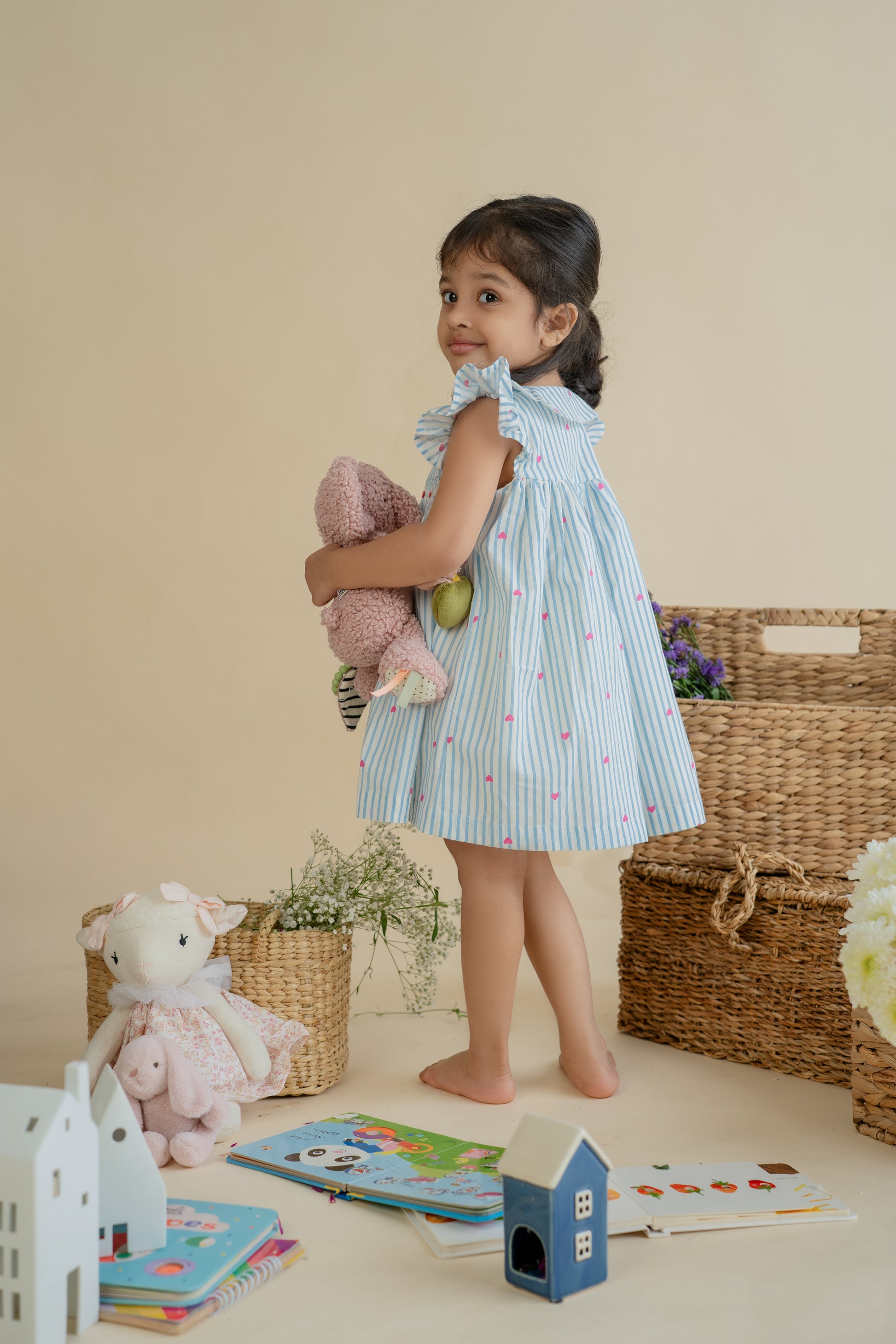 BUBBLEGUM BLUSH STRIPES FROCK
