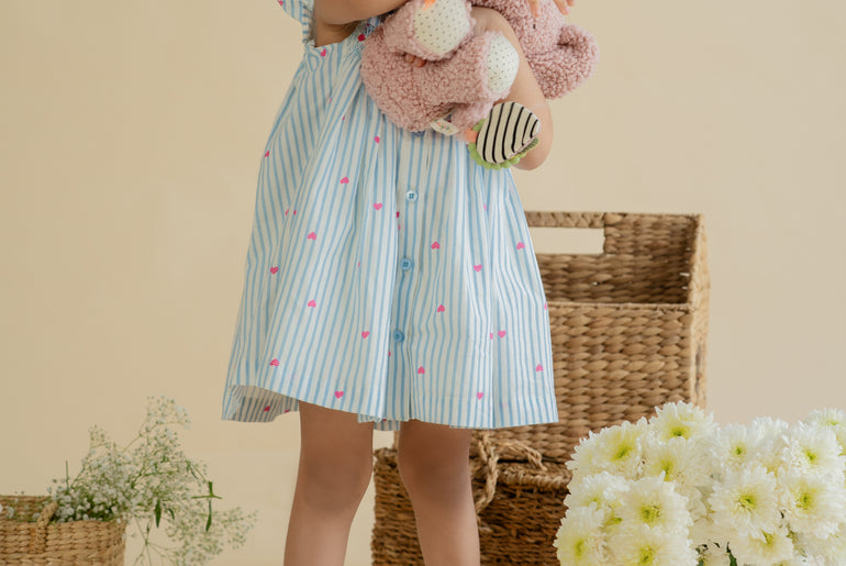 BUBBLEGUM BLUSH STRIPES FROCK