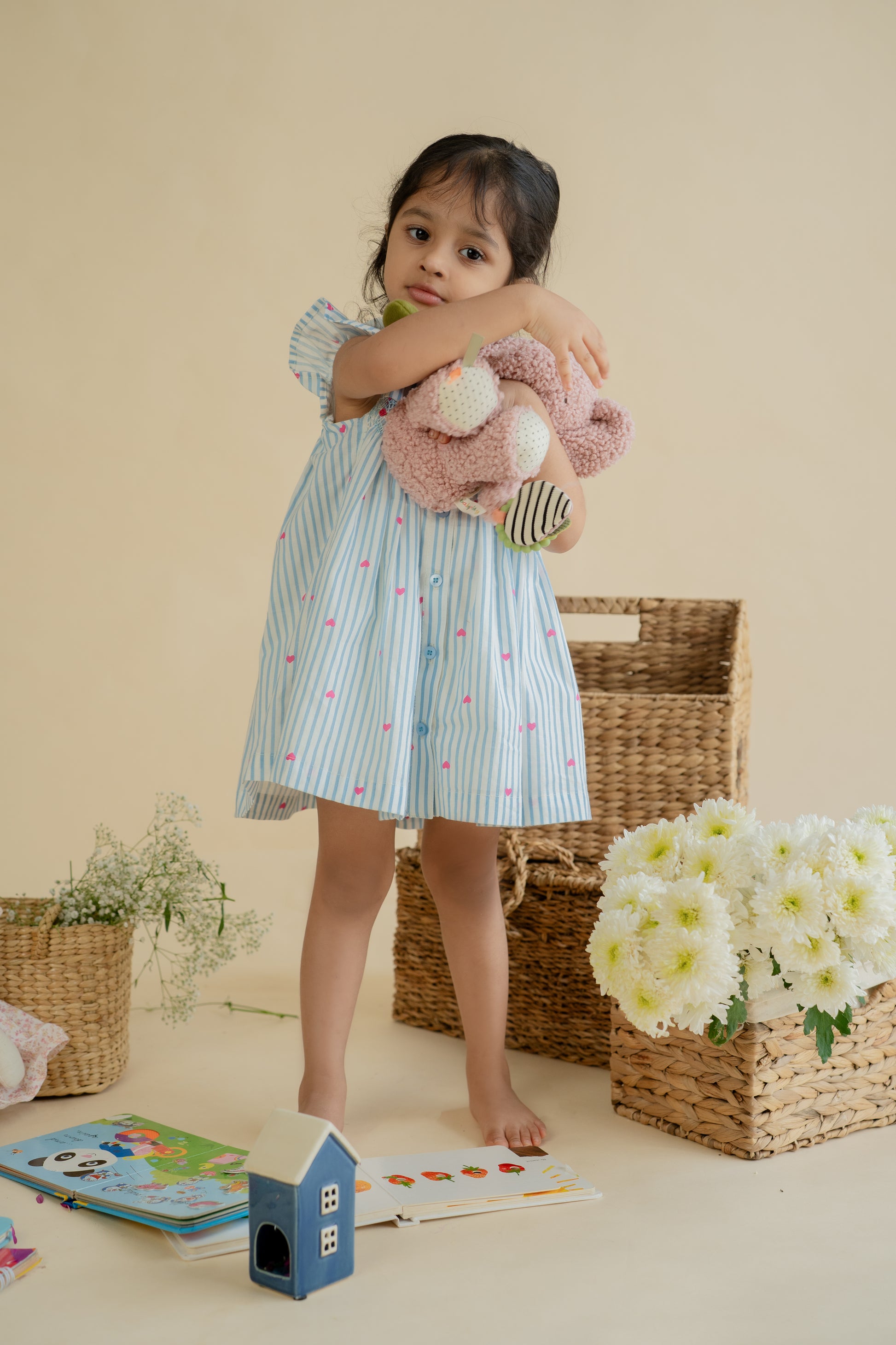 BUBBLEGUM BLUSH STRIPES FROCK