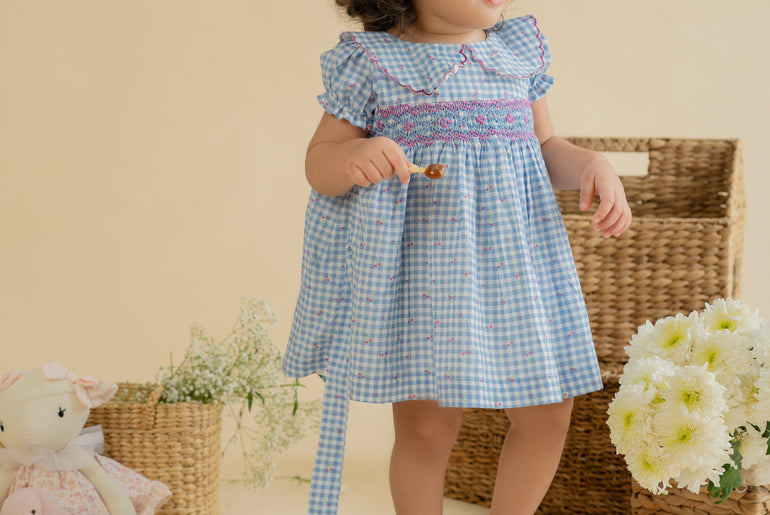 CHERRY GINGHAM SMOCKED FROCK