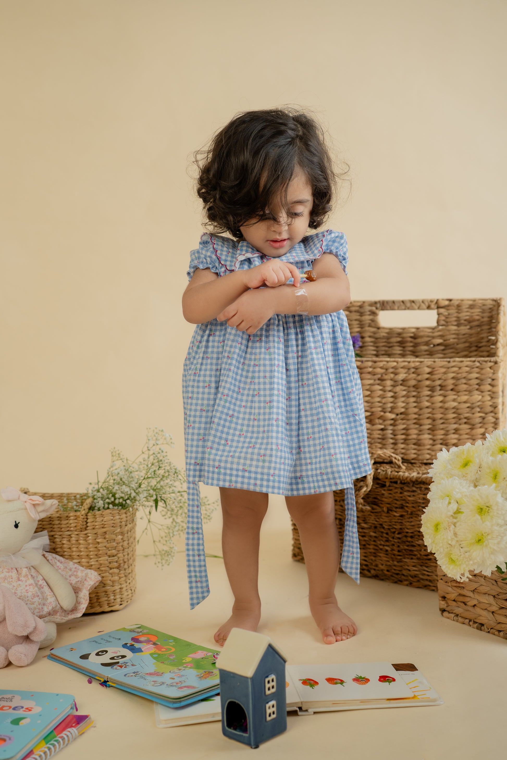 CHERRY GINGHAM SMOCKED FROCK