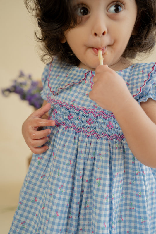 CHERRY GINGHAM SMOCKED FROCK