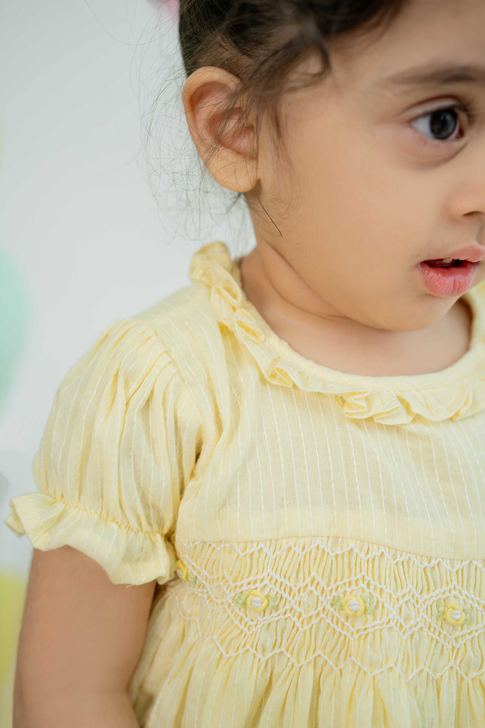 PASTEL YELLOW SMOCKED FROCK